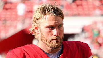 Oct 6, 2024; Santa Clara, California, USA; San Francisco 49ers punter Mitch Wishnowsky (3) after the game against the Arizona Cardinals at Levi's Stadium. Mandatory Credit: Kelley L Cox-Imagn Images