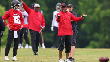 Atlanta Falcons OTA Offseason Workout, Kirk Cousins, Raheem Morris