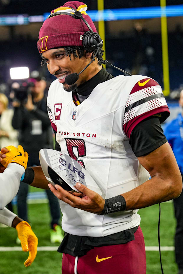 Jayden Daniels is named Tom Brady’s LFG Player of the Game after defeating the Detroit Lions 45-31 in the NFL divisional roun