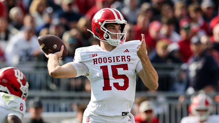 Indiana quarterback Fernando Mendoza throws a pass against Penn State.