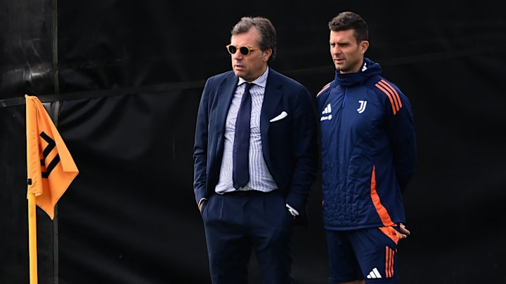 Cristiano Giuntoli (left) hand-picked Thiago Motta to come to Juventus