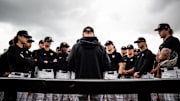 No. 11 Vanderbilt coach Tim Corbin talks with his players during a practice session ahead of Tuesday night's game against No. 20 Louisville.