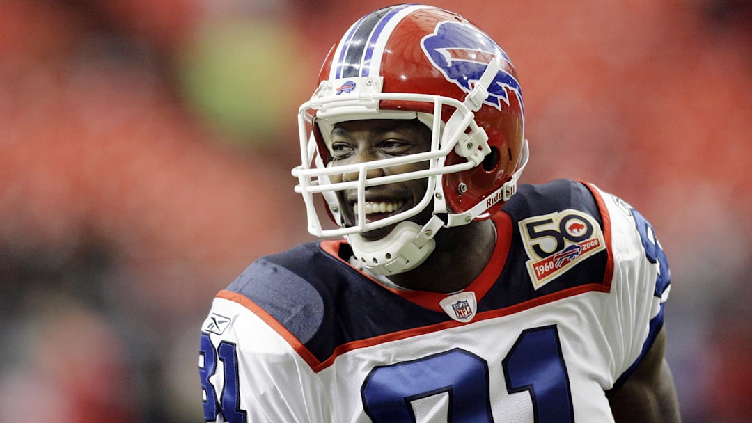Buffalo Bills wide receiver Terrell Owens prepares for a game against the Atlanta Falcons at the Georgia Dome.