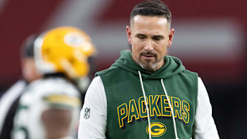 Oct 19, 2025; Glendale, Arizona, USA; Green Bay Packers head coach Matt LaFleur reacts against the Arizona Cardinals at State Farm Stadium. Mandatory Credit: Mark J. Rebilas-Imagn Images