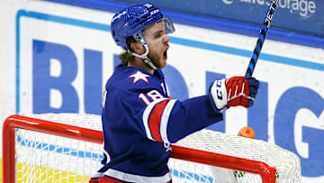 Buffalo Sabres forward prospect Isak Rosen during a game with the AHL's Rochester Americans.