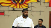 Dec 8, 2022; Scottsdale, AZ, USA; Duncanville High School Panthers head coach Neiman Ford against the Cardinal Hayes Cardinals during the HoopHall West basketball tournament at Chaparral High School. Mandatory Credit: Mark J. Rebilas-Imagn Images