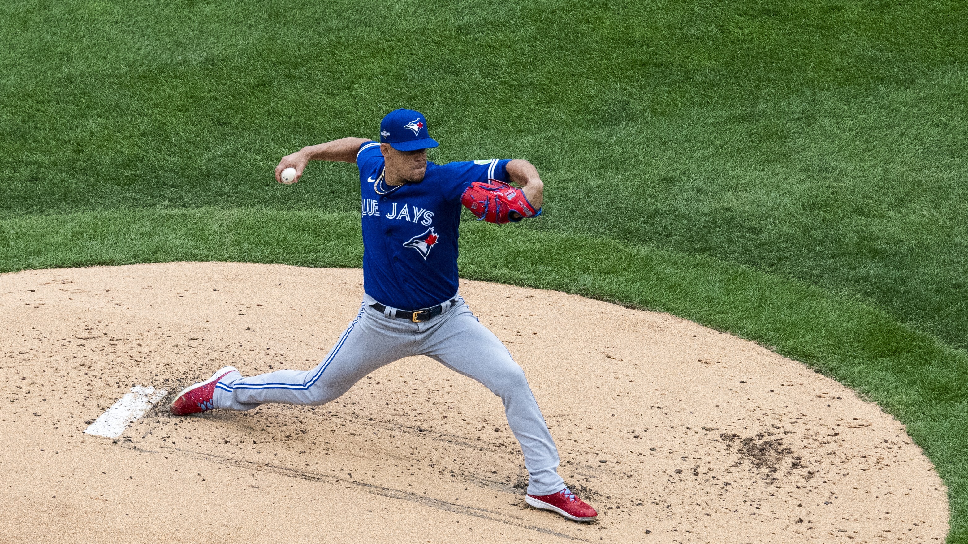 RHP Jose Berrios on the mound in Game 2 of the AL Wild Card Series between the Toronto Blue Jays and Minnesota Twins.