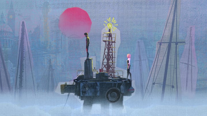 Miles Morales (Shameik Moore) with Gwen Stacy (Hailee Steinfeld) in Columbia Pictures and Sony Pictures Animation’s SPIDER-MAN: BEYOND THE SPIDER-VERSE.