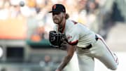 Jul 28, 2025; San Francisco, California, USA; San Francisco Giants starting pitcher Carson Whisenhunt (88) delivers a pitch against the Pittsburgh Pirates during the first inning at Oracle Park. 