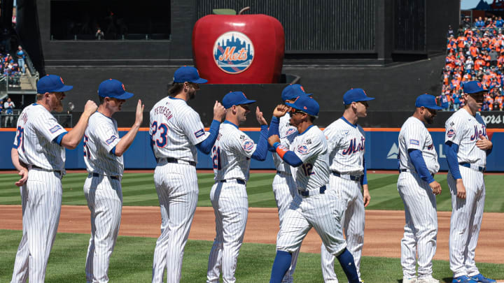 Mar 29, 2024; New York City, New York, USA;  New York Mets shortstop Francisco Lindor (12) slaps