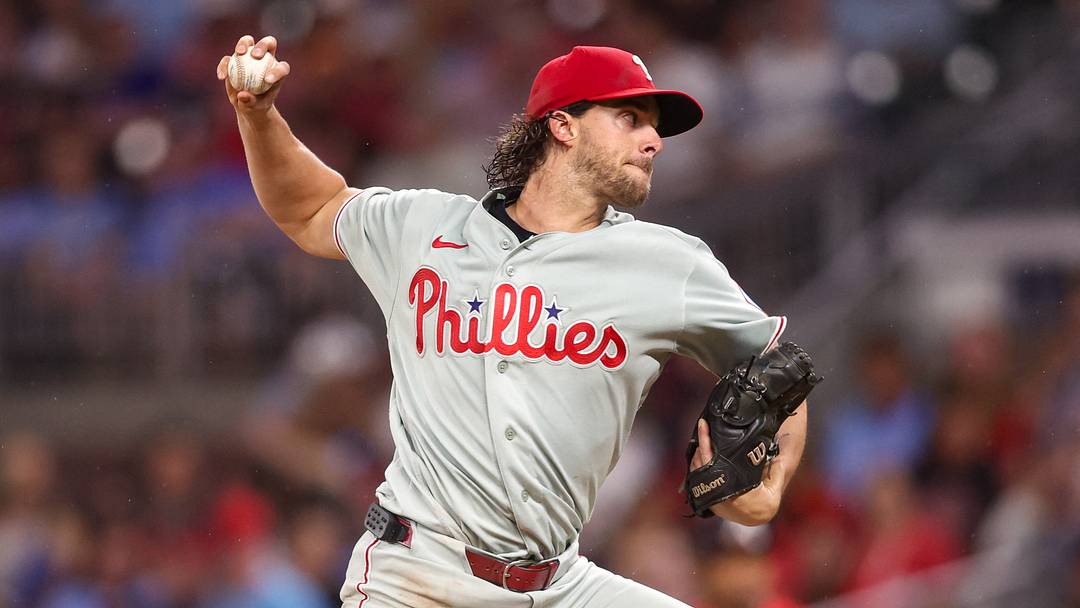 Sep 11, 2026; Atlanta, Georgia, USA; Philadelphia Phillies starting pitcher Aaron Nola (27) throws against the Atlanta Braves in the first inning at Truist Park. Mandatory Credit: Brett Davis-Imagn Images Sep 11, 2026; Atlanta, Georgia, USA; Philadelphia Phillies starting pitcher Aaron Nola (27) throws against the Atlanta Braves in the first inning at Truist Park. Mandatory Credit: Brett Davis-Imagn Images