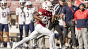 Sep 23, 2023; Stanford, California, USA; Stanford Cardinal running back Sedrick Irvin (26) runs the ball against the Arizona Wildcats during the first quarter at Stanford Stadium. Mandatory Credit: John Hefti-Imagn Images