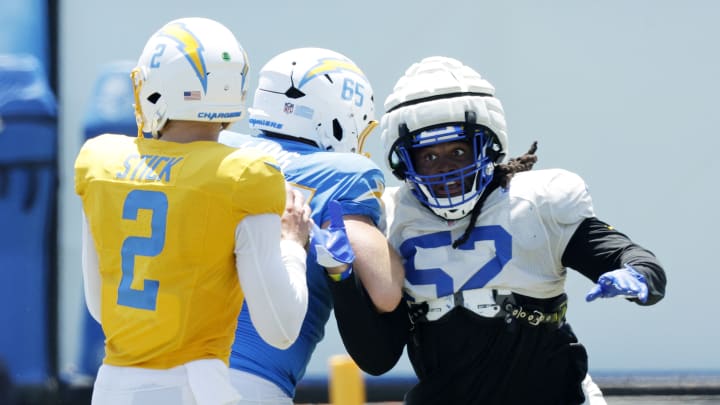 Los Angeles Rams & Los Angeles Chargers Joint Practice, Larrell Murchison, Brent Laing, Easton Stick