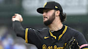 Jun 13, 2025; Chicago, Illinois, USA;  Pittsburgh Pirates pitcher Paul Skenes (30) delivers against the Chicago Cubs during the first inning at Wrigley Field. Mandatory Credit: Matt Marton-Imagn Images