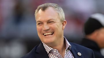 Dec 17, 2023; Glendale, Arizona, USA; San Francisco 49ers general manager John Lynch against the Arizona Cardinals at State Farm Stadium. Mandatory Credit: Mark J. Rebilas-USA TODAY Sports