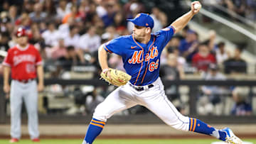 Aug 26, 2023; New York City, New York, USA;  New York Mets relief pitcher Adam Kolarek (66) at Citi
