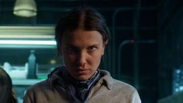 (L to R) David Harbour as Jim Hopper and Millie Bobby Brown as Eleven in Stranger Things season 5