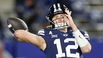 BYU's Jake Retzlaff looks to pass against the Houston Cougars