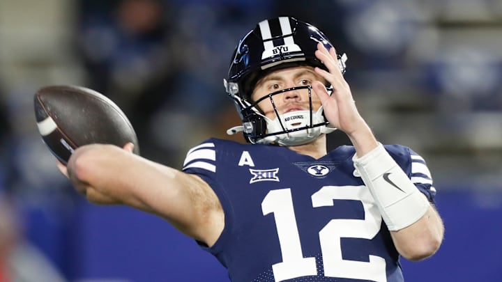 BYU's Jake Retzlaff looks to pass against the Houston Cougars