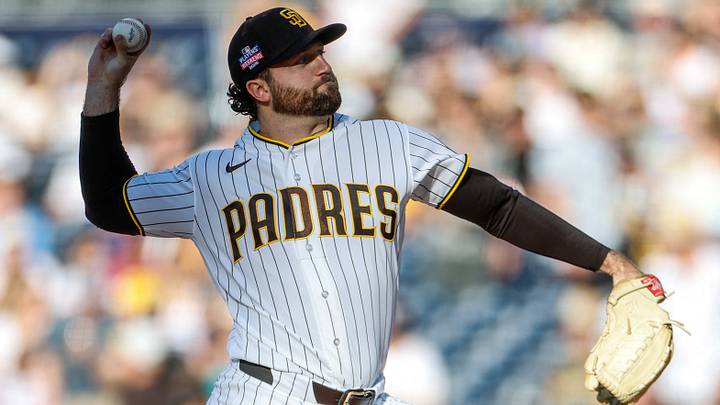 Aug 22, 2026; San Diego, California, USA;  San Diego Padres starting pitcher Casey Mize (32) throws a pitch during the first inning against the Minnesota Twins at Petco Park.  Mandatory Credit: David Frerker-Imagn Images