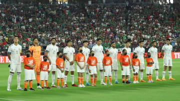 Players from Mexico prior to a match against Uruguay.