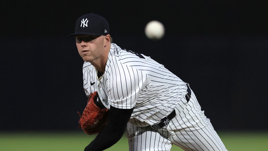 Feb 25, 2026; Tampa, Florida, USA; New York Yankees starting pitcher Ryan Weathers (40) throws a pitch during the first inning against the against the Washington Nationals at George M. Steinbrenner Field. Mandatory Credit: Kim Klement Neitzel-Imagn Images Feb 25, 2026; Tampa, Florida, USA; New York Yankees starting pitcher Ryan Weathers (40) throws a pitch during the first inning against the against the Washington Nationals at George M. Steinbrenner Field. Mandatory Credit: Kim Klement Neitzel-Imagn Images