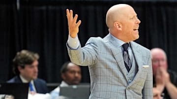 Mar 22, 2025; Lexington, KY, USA; UCLA Bruins head coach Mick Cronin reacts during the first half against the Tennessee Volunteers in the second round of the NCAA Tournament at Rupp Arena. Mandatory Credit: Aaron Doster-Imagn Images