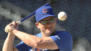 Jun 21, 2022; Pittsburgh, Pennsylvania, USA;  Chicago Cubs bench coach Andy Green (29) participates in drills  during batting practice before the game against the Pittsburgh Pirates at PNC Park. Mandatory Credit: Charles LeClaire-Imagn Images