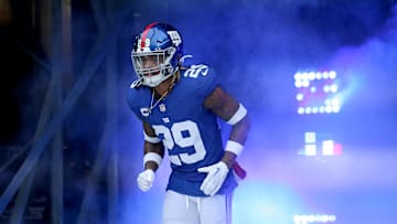 Dec 31, 2023; East Rutherford, New Jersey, USA; New York Giants safety Xavier McKinney (29) is