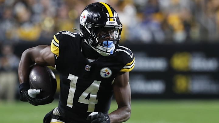 Pittsburgh Steelers wide receiver George Pickens runs after a catch against the Dallas Cowboys during the fourth quarter at Acrisure Stadium. Dallas won 20-17. Pittsburgh Steelers wide receiver George Pickens runs after a catch against the Dallas Cowboys during the fourth quarter at Acrisure Stadium. Dallas won 20-17.