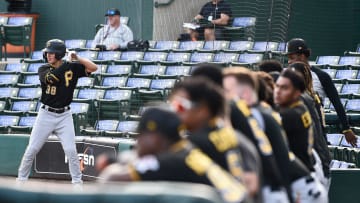 On deck, (FCL) Pirates' outfielder Solomon Maguire. The Florida Complex League (FCL) Orioles played their first night game against the (FCL) Pirates at Sarasota's Ed Smith Stadium on Friday, July 15, 2022. Admission is free and you can bring your own food. For more up-coming games, check out the schedules of the Florida Complex League visit, mlb.com/orioles/spring-training/minor-leagues.

Sar Fcl Baseball 18