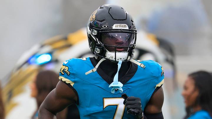 Jacksonville Jaguars wide receiver Brian Thomas Jr. (7) is introduced before an NFL football game at EverBank Stadium, Sunday, Dec. 7, 2025, in Jacksonville, Fla. The Jaguars defeated the Colts 36-19.