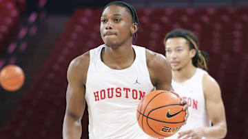 Houston Cougars guard Mercy Miller (25) warms up before the game against the Towson Tigers at Fertitta Center.