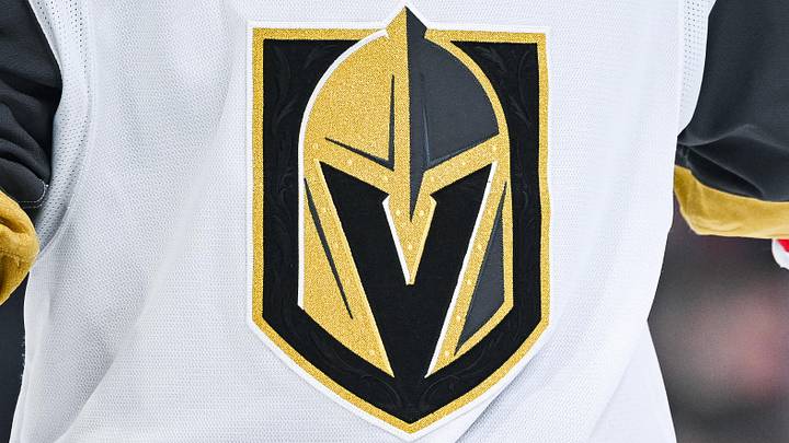 Nov 23, 2024; Montreal, Quebec, CAN; View of a Las Vegas Golden Knights logo on a jersey worn by a member of the team during the second period at Bell Centre. Nov 23, 2024; Montreal, Quebec, CAN; View of a Las Vegas Golden Knights logo on a jersey worn by a member of the team during the second period at Bell Centre.
