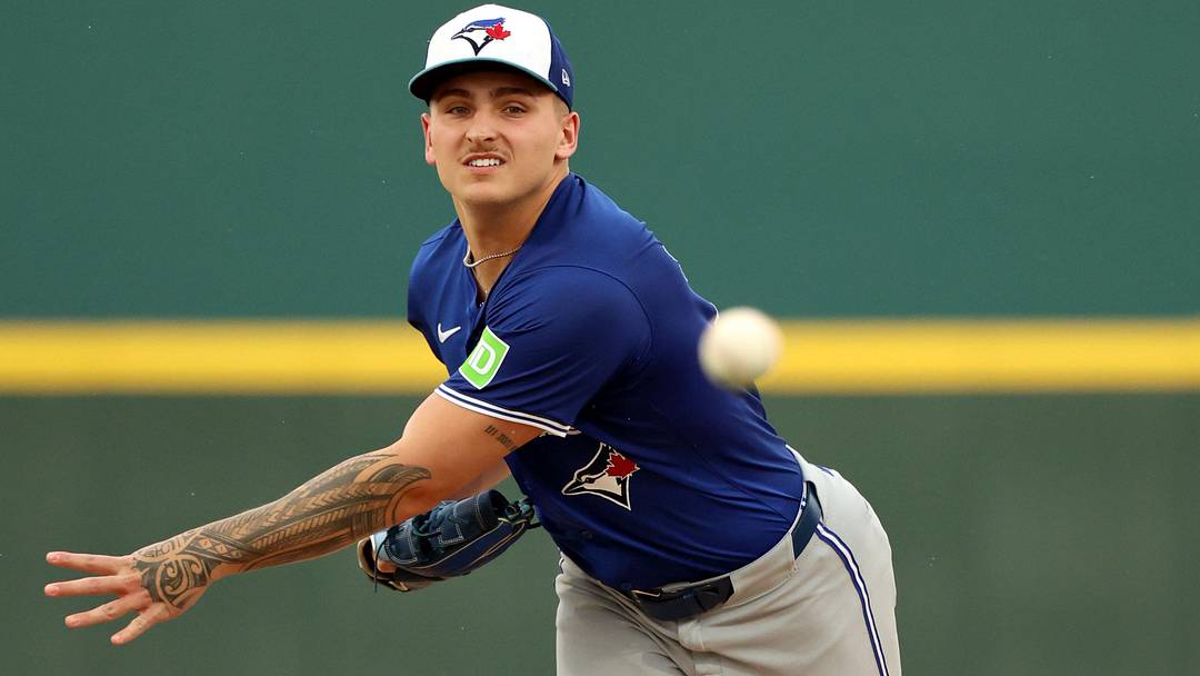 Mar 21, 2024; Bradenton, Florida, USA; Toronto Blue Jays pitcher Ricky Tiedemann (70) throws a pitch during the first inning against the Pittsburgh Pirates at LECOM Park. Mandatory Credit: Kim Klement Neitzel-Imagn Images
