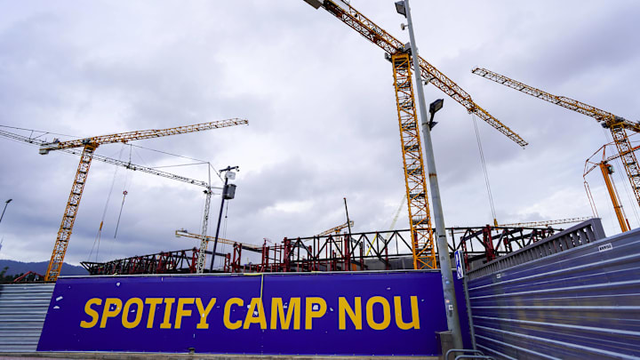 Constuction continues at Barcelona's Camp Nou that will see it become the largest stadium in Europe. Constuction continues at Barcelona's Camp Nou that will see it become the largest stadium in Europe.