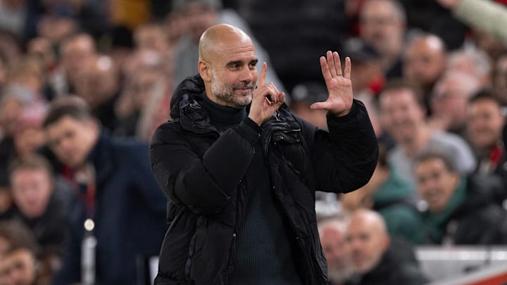 Pep Guardiola getting in the Anfield spirit by wanting to "talk about six, baby" Pep Guardiola getting in the Anfield spirit by wanting to "talk about six, baby"
