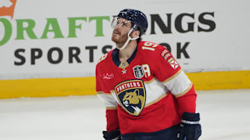 Matthew Tkachuk celebrates a goal, one of many that would land him on the cover of 'NHL 26.'
