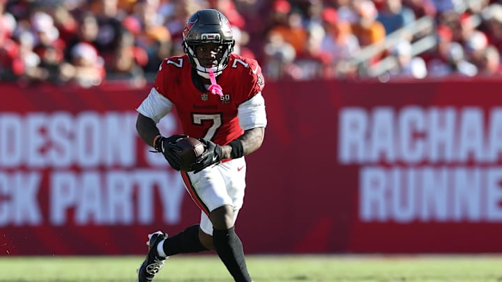 The Tampa Bay Buccaneers and running back Bucky Irving are favored on Sunday.