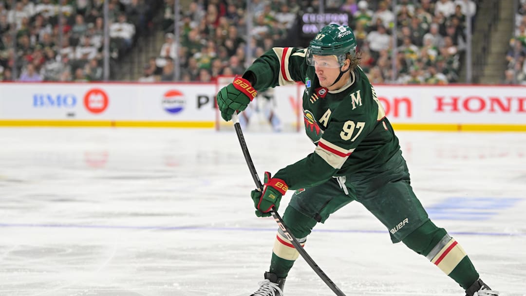 Minnesota Wild forward Kirill Kaprizov (97) during the second period in game six of the first round of the 2025 Stanley Cup Playoffs.