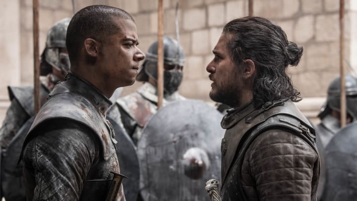 Season 8, episode 6/series finale (debut 5/19/19): Jacob Anderson, Kit Harington. Photo: Helen Sloan/HBO.