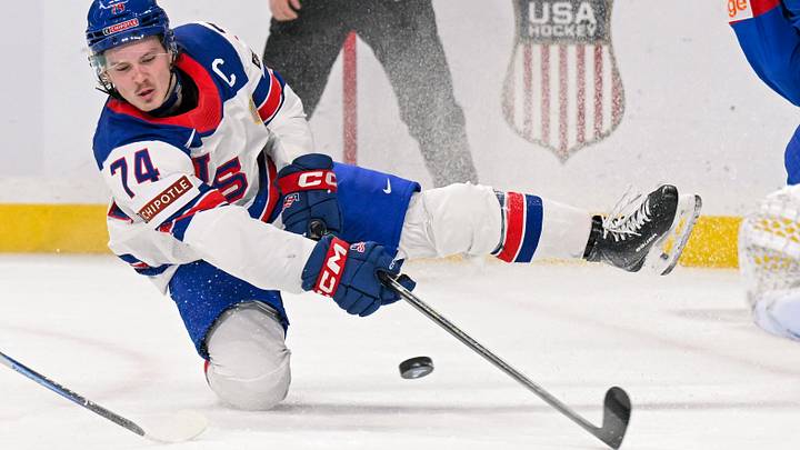Team USA forward Brodie Ziemer, a Buffalo Sabres prospect, at the 2026 IIHF World Junior Championship