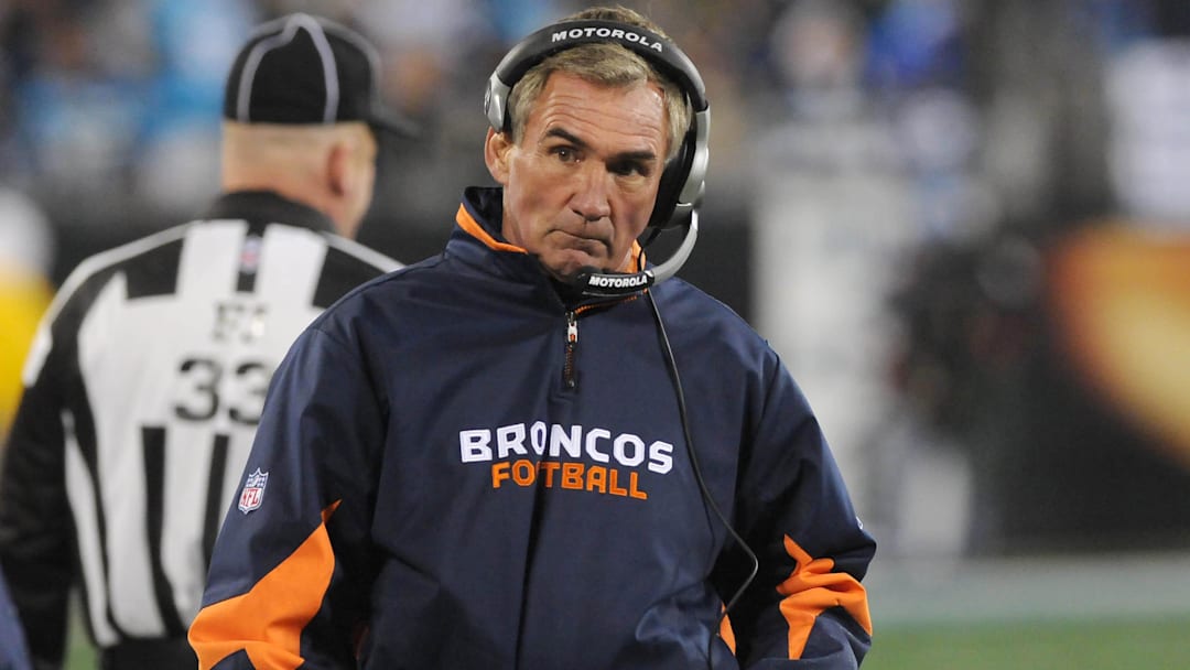 Dec. 14, 2008; Charlotte, NC, USA; Denver Broncos head coach Mike Shanahan against the Carolina Panthers at Bank of America Stadium. Dec. 14, 2008; Charlotte, NC, USA; Denver Broncos head coach Mike Shanahan against the Carolina Panthers at Bank of America Stadium.