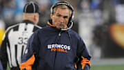 Dec. 14, 2008; Charlotte, NC, USA; Denver Broncos head coach Mike Shanahan against the Carolina Panthers at Bank of America Stadium. 