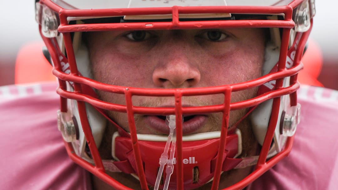 Chamberlain lineman Nash Hutmacher (72) runs drills before the game against Winner at home on Friday, Oct. 4, 2019.

Chamberlainvswinner018