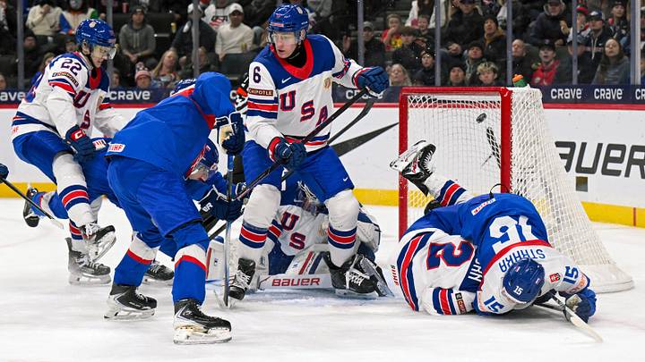 University of Minnesota Duluth defenseman Adam Kleber, a Buffalo Sabres prospect, while playing for Team USA
