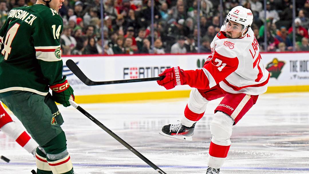 Detroit Red Wings forward Dylan Larkin (71): Nick Wosika-Imagn Images