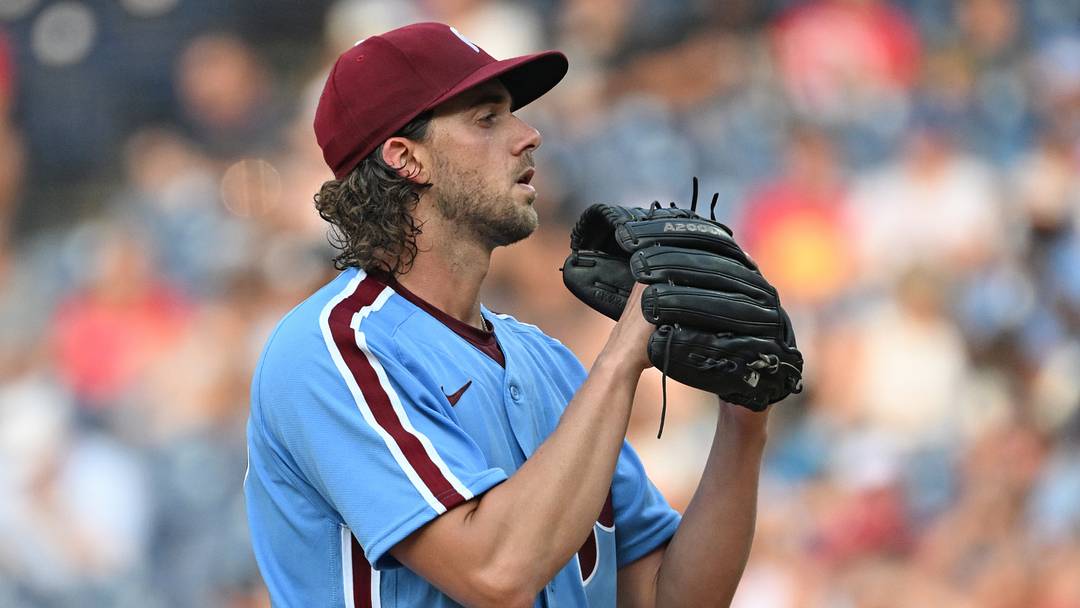 Jul 13, 2026; Philadelphia, PA, USA; Philadelphia Phillies pitcher Aaron Nola (27) against the New York Mets at Citizens Bank Park. Mandatory Credit: Eric Hartline-Imagn Images Jul 13, 2026; Philadelphia, PA, USA; Philadelphia Phillies pitcher Aaron Nola (27) against the New York Mets at Citizens Bank Park. Mandatory Credit: Eric Hartline-Imagn Images
