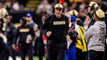 Dec 15, 2024; New Orleans, Louisiana, USA;  New Orleans Saints interim head coach Darren Rizzi against the Washington Commanders during the second half at Caesars Superdome. Mandatory Credit: Stephen Lew-Imagn Images