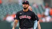 Jun 26, 2024; Baltimore, Maryland, USA; Cleveland Guardians third base Gabriel Arias (13) looks on before the game between the Baltimore Orioles and the Cleveland Guardians at Oriole Park at Camden Yards. Mandatory Credit: Reggie Hildred-Imagn Images